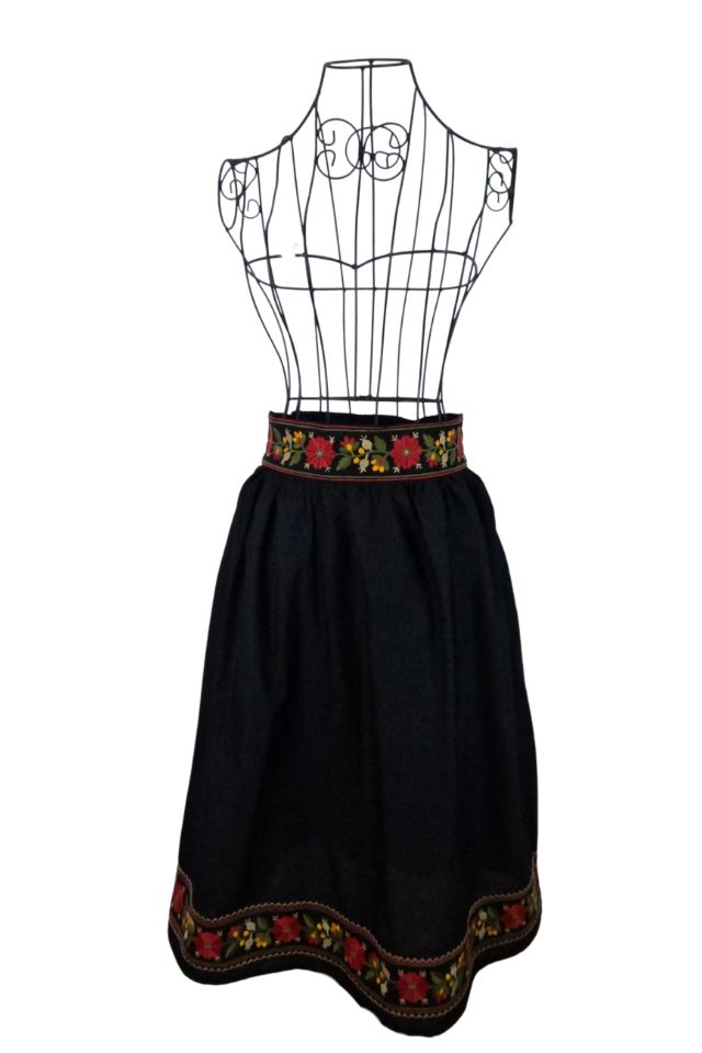 Fusta dama traditionala, negru/verde
