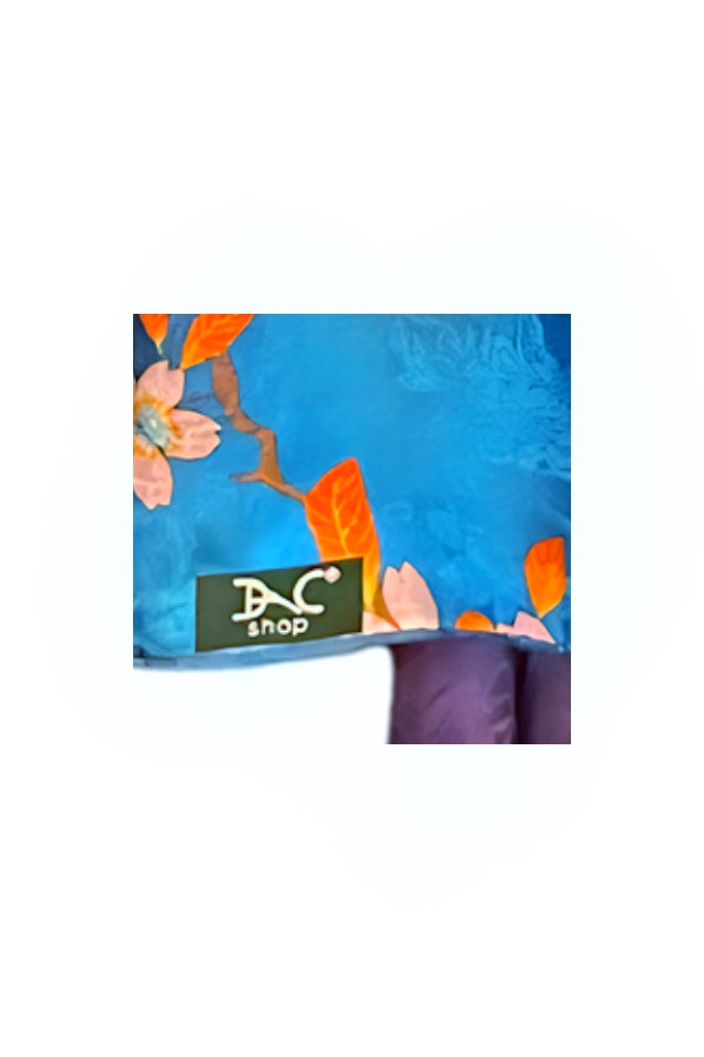 Esarfa de lux din matase naturala, albastru/mov, 180x70cm