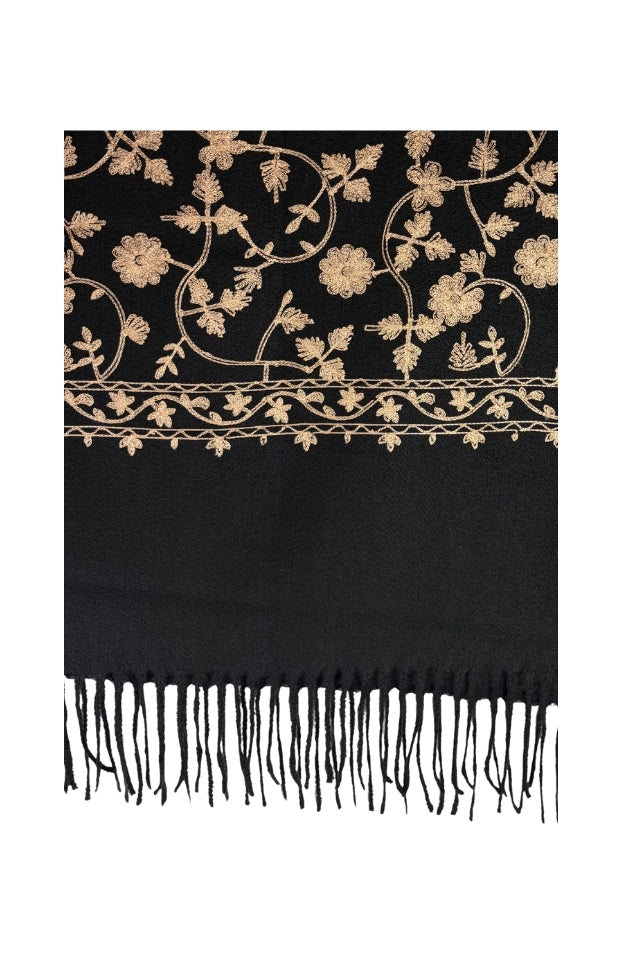 Fular dama de lux brodat uni negru