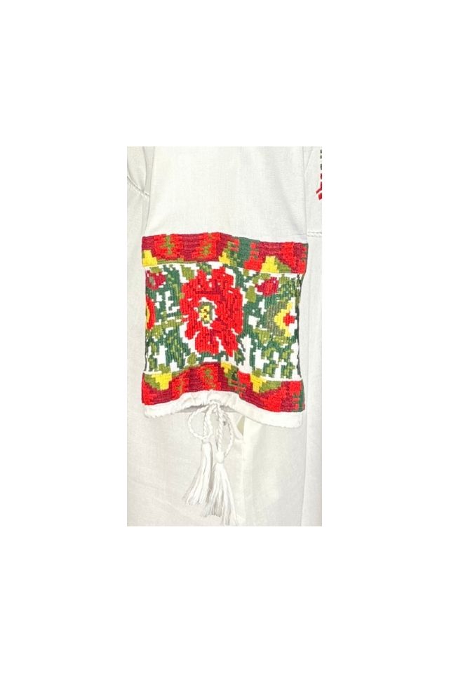 Rochie traditionala dama RL25 alb/verde