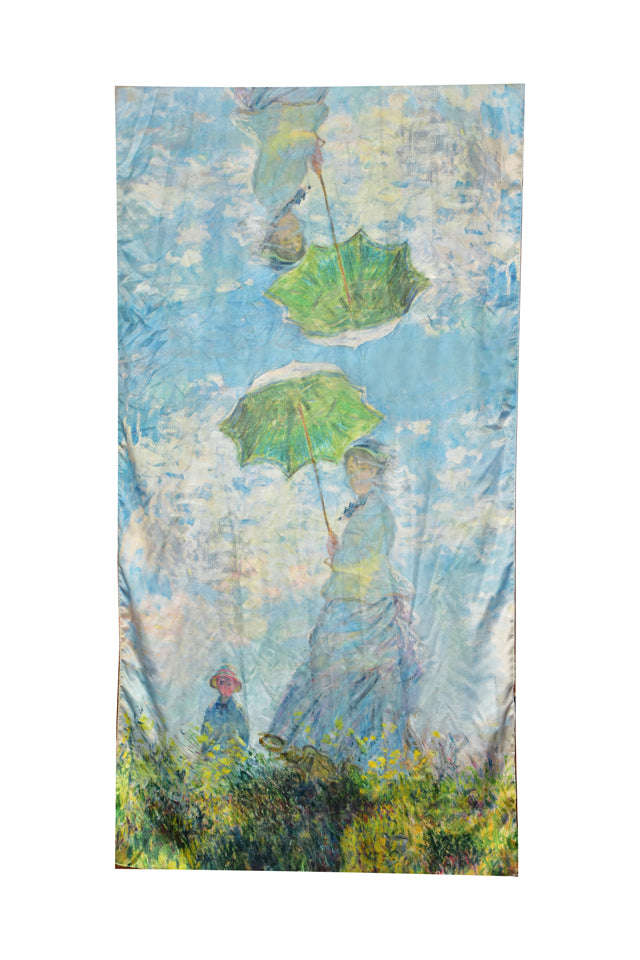 Esarfa tip sal doua fete pictata, Dacali, matase, FU bleu