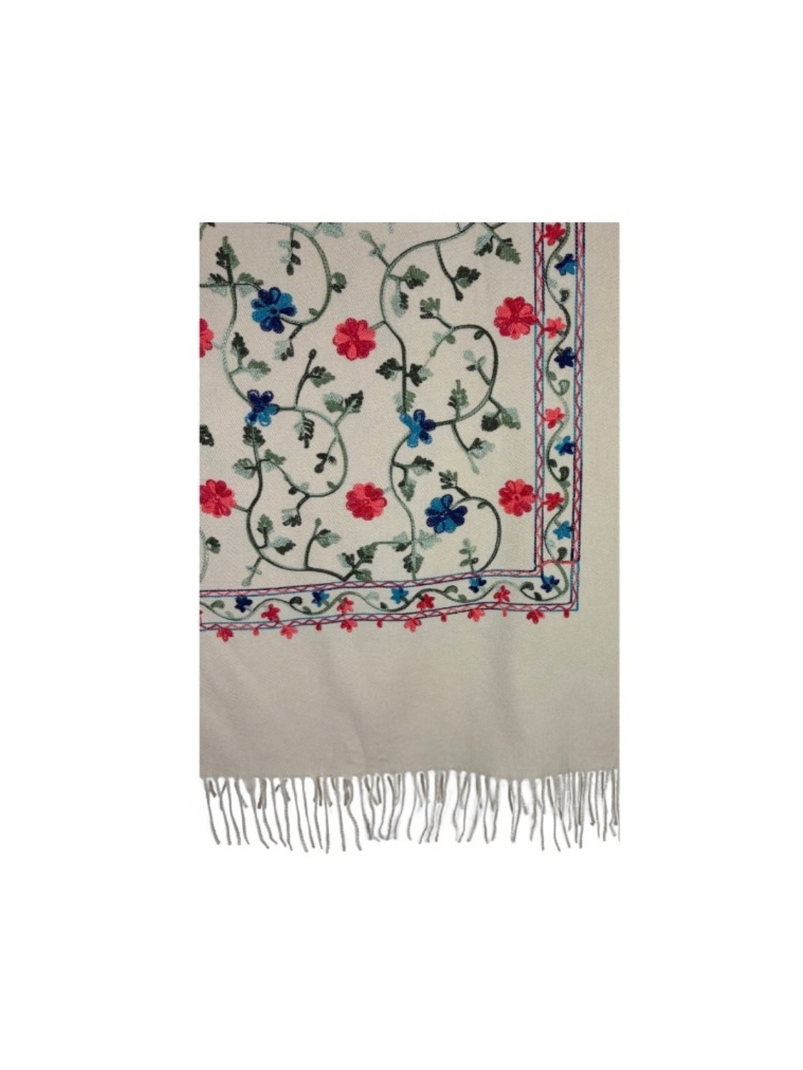 Fular dama de lux brodat colorat crem
