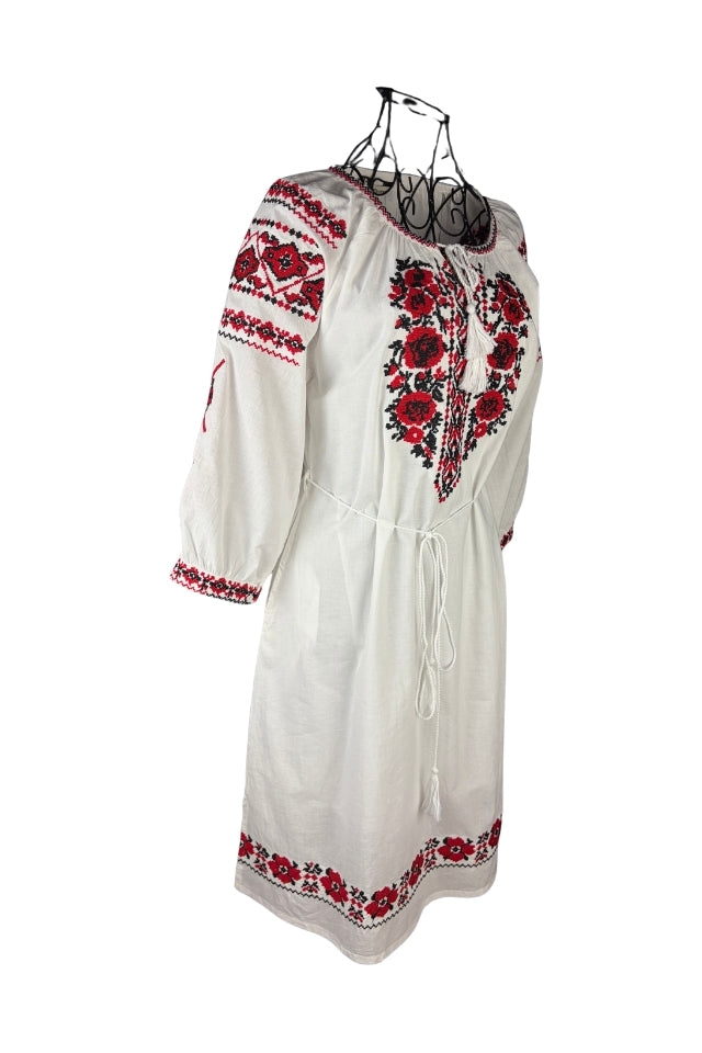 Rochie dama IL26 alb/rosu