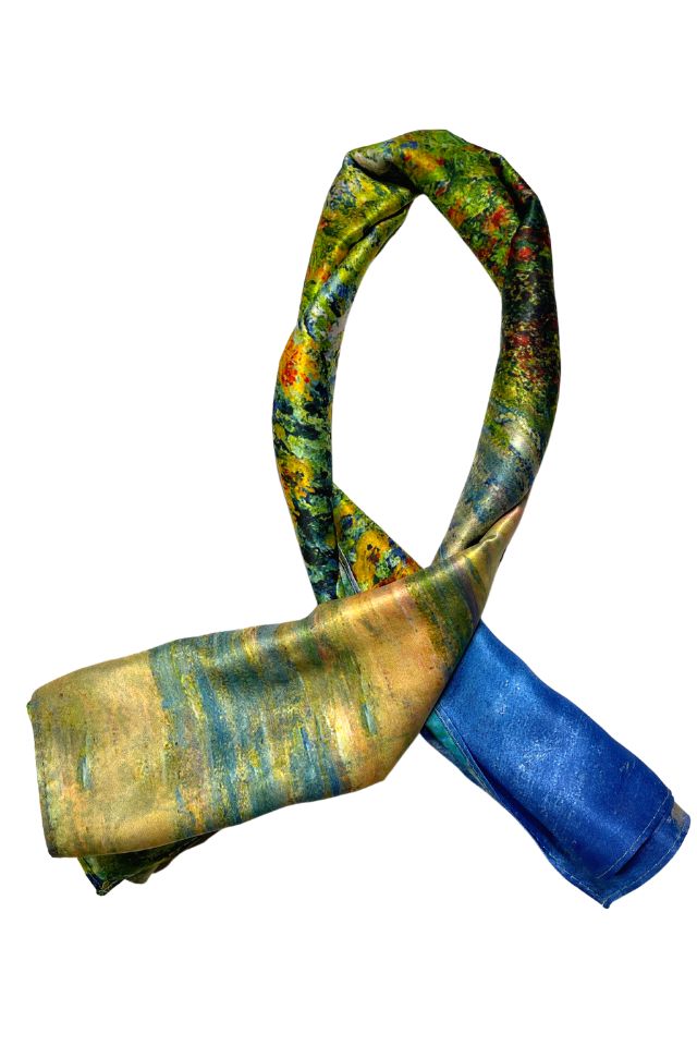 Esarfa patrata CO dama, Dacali, galben/albastru, 70x70 cm