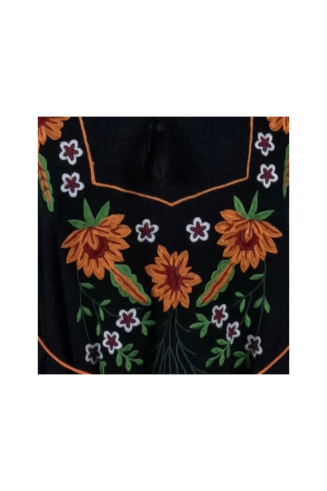 Rochie traditionala dama R, negru mahon/portocaliu