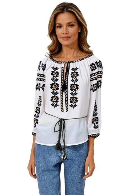 Bluza tip ie dama R24, alb/bej