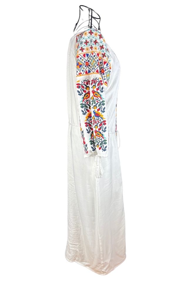 Rochie traditionala dama R25 alb/galben
