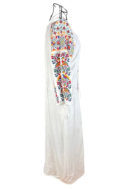 Rochie traditionala dama R25 alb/galben