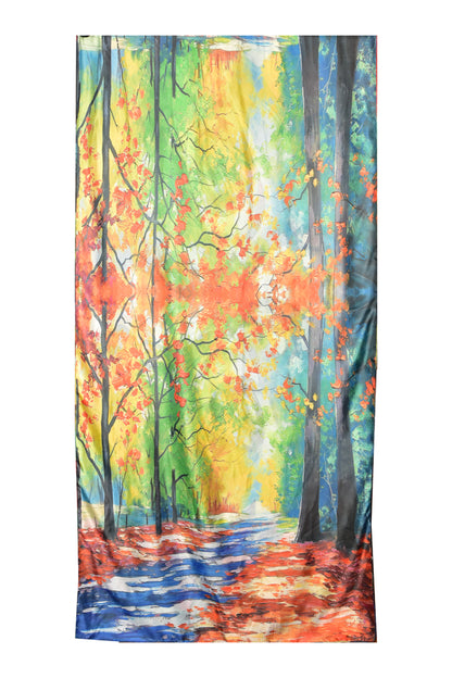 Esarfa tip sal doua fete pictata multicolor, Dacali, matase, verde 02