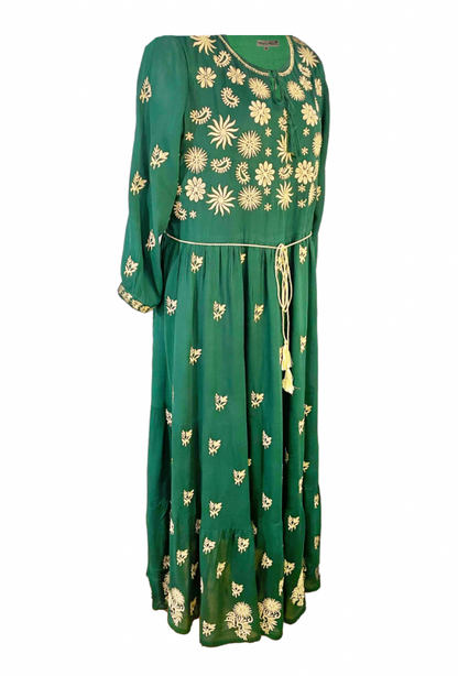 Rochie dama casual, verde/crem
