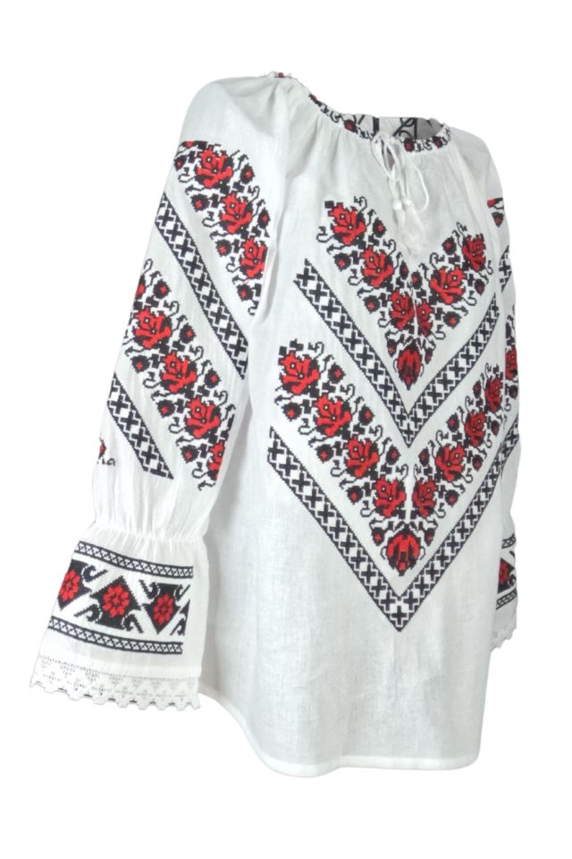 Bluza dama tip ie D24, alb/rosu