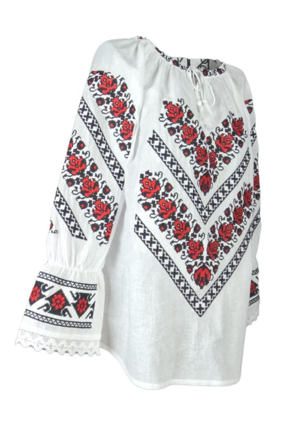 Bluza dama tip ie D24, alb/rosu