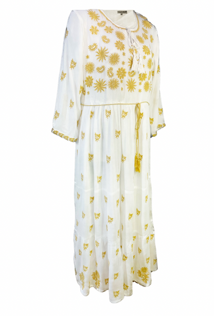 Rochie dama casual, alb crystal/crem