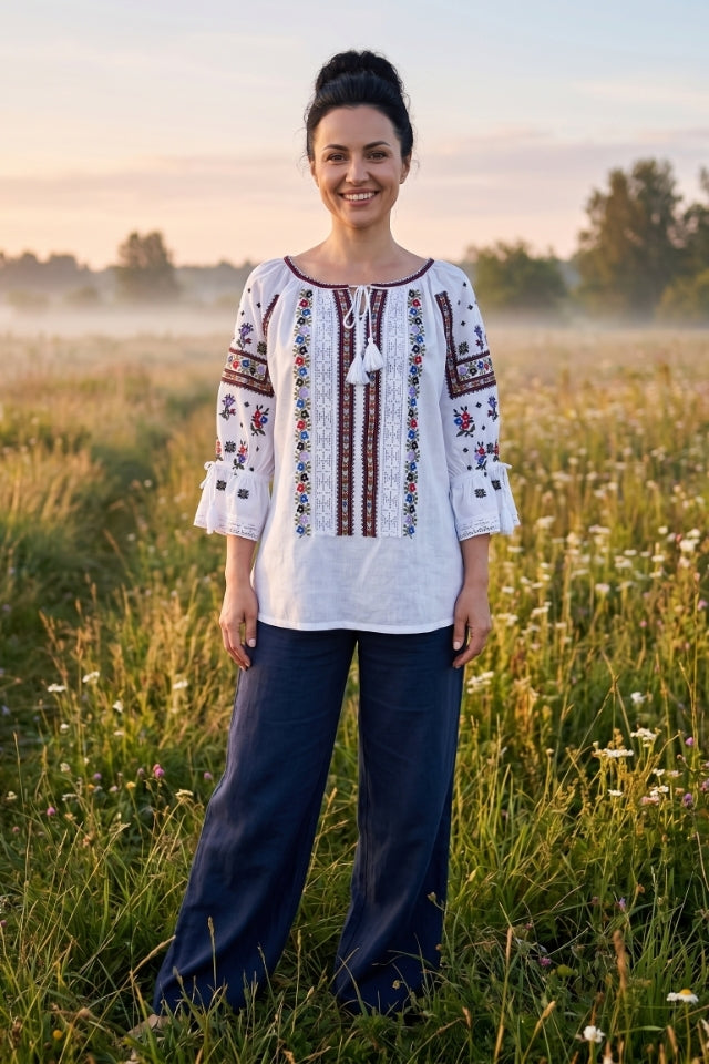 Bluza dama IU26 alb/mov