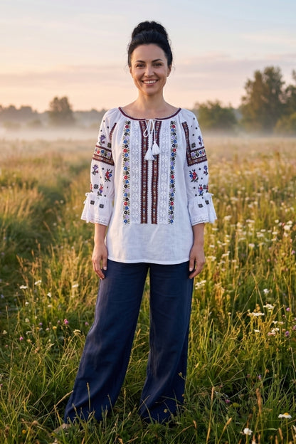 Bluza dama IU26 alb/mov