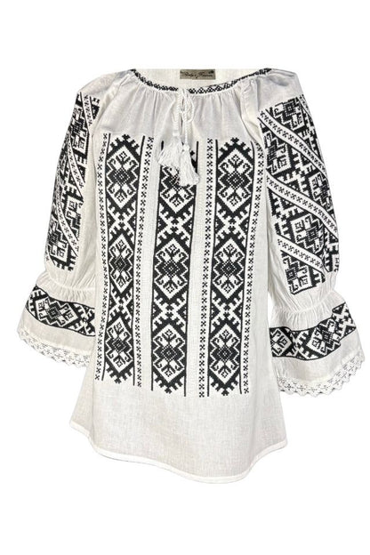 Bluza dama tip ie 257 alb/negru mahon