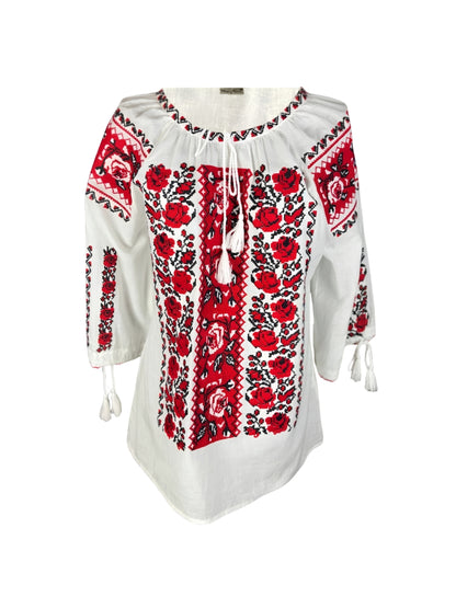 Bluza dama 2IU26 alb/rosu