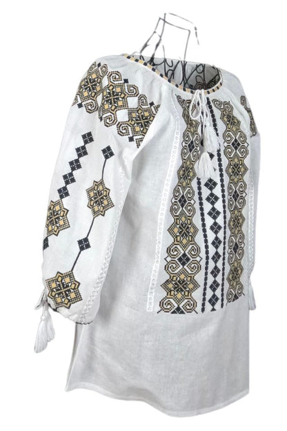 Bluza dama tip ie 024, alb crystal/bej
