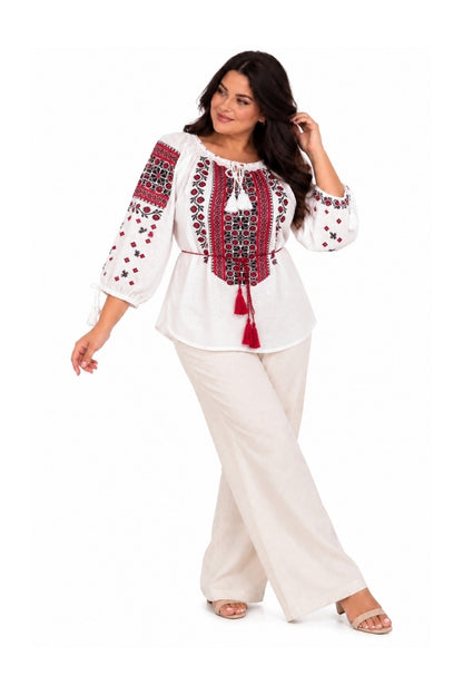 Bluza dama OG26 alb/rosu