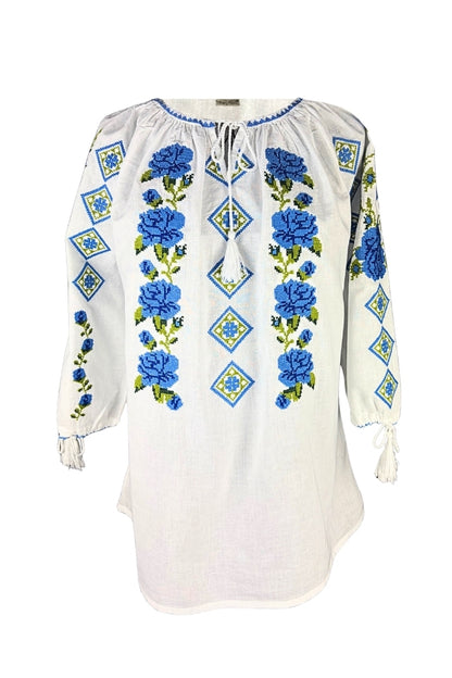 Bluza dama SE26F alb/albastru