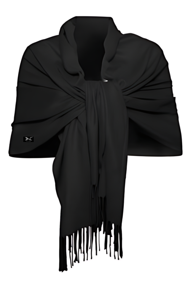 Esarfa tip sal din casmir, negru