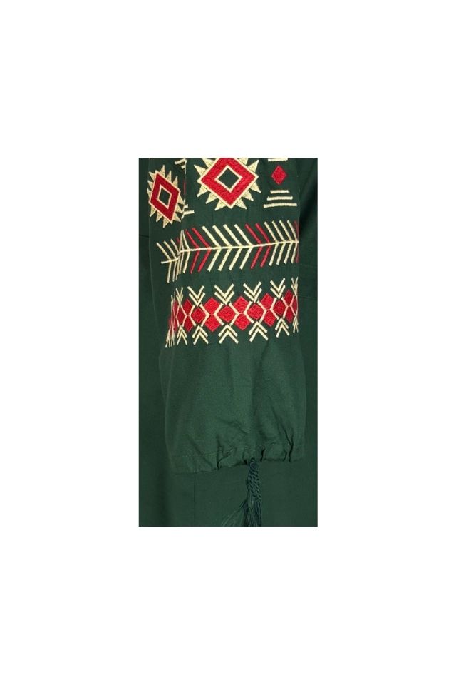 Rochie traditionala dama R25 verde/galben