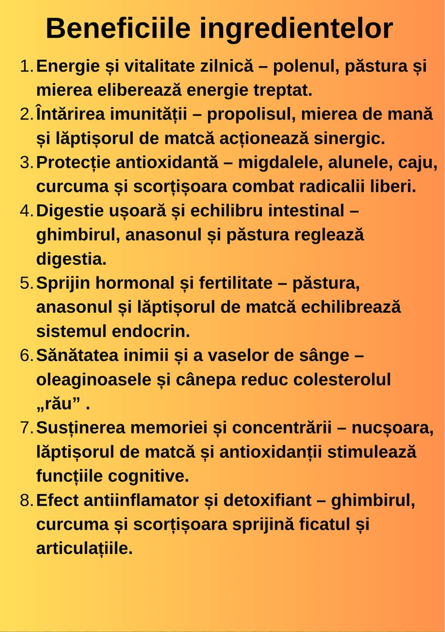 Miere DAC shop cu 16 ingrediente naturale, energizanta, 500g