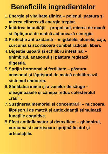 Miere DAC shop cu 16 ingrediente naturale, energizanta, 500g