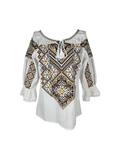 Bluza dama IL26 alb/maro