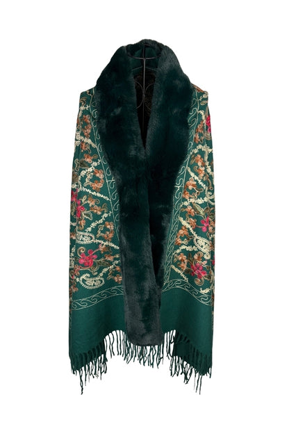 Fular dama tip poncho de lux verde