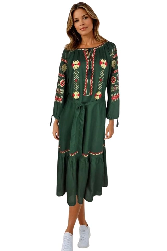 Rochie traditionala dama R25 negru/rosu
