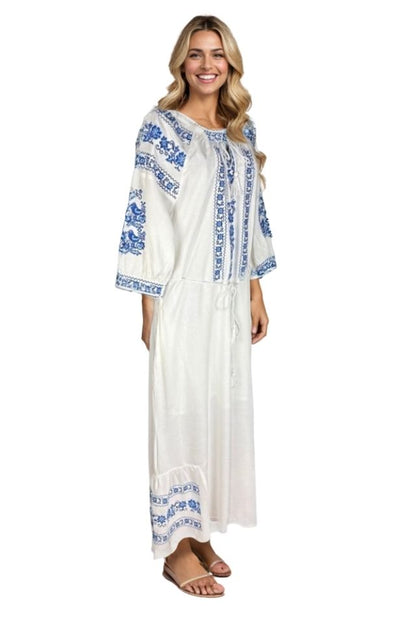 Rochie dama S25 alb/albastru