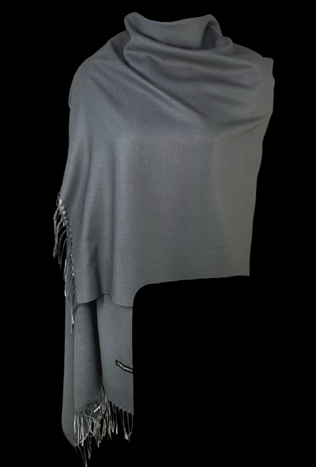 Fular tip sal, cu doua fete uni, Dacali, gri antichizat, 185X75 cm