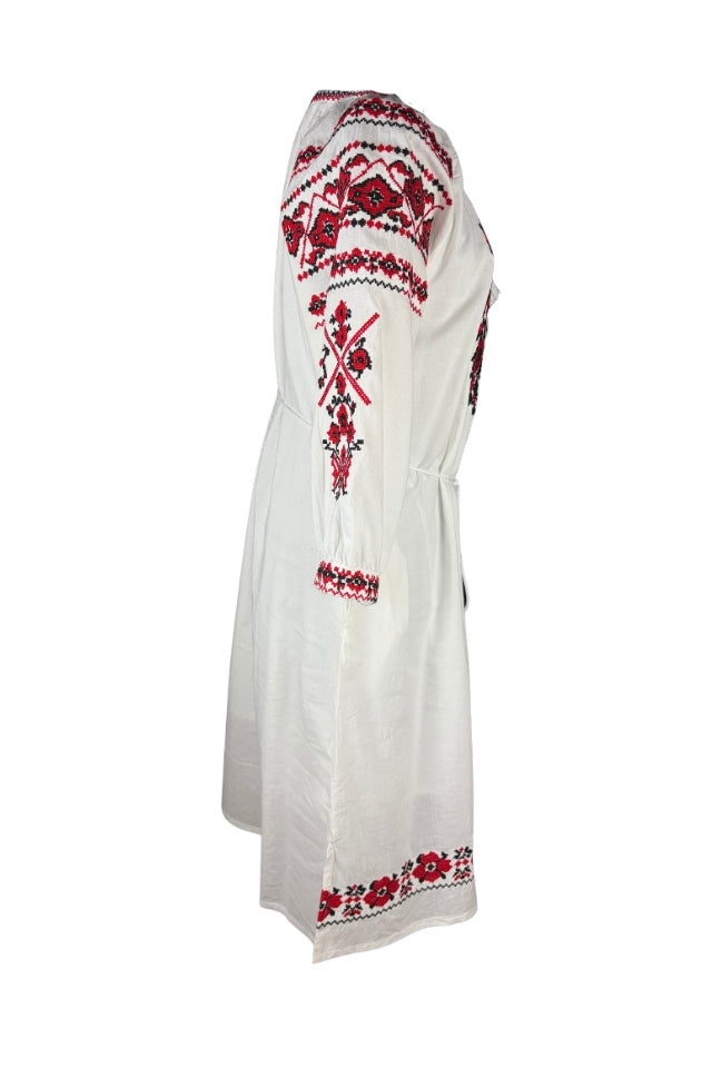 Rochie dama IL26 alb/rosu
