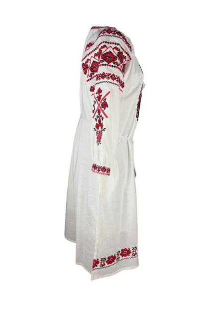 Rochie dama IL26 alb/rosu