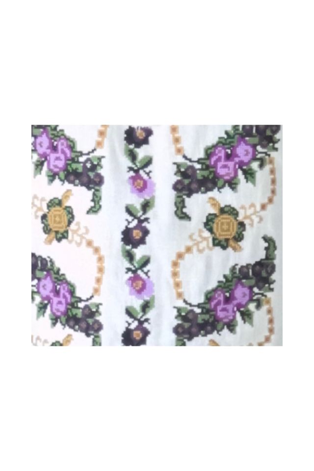 Bluza tip ie traditionala dama DEC, alb crystal/mov