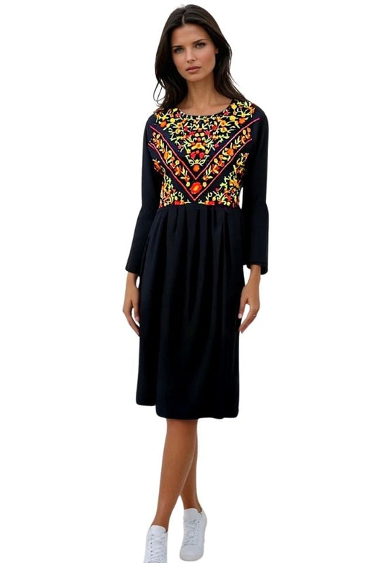 Rochie dama casual RD2, negru/portocaliu