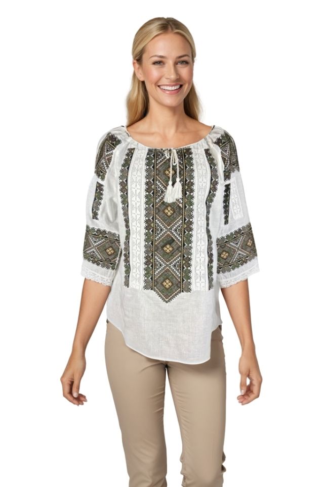 Bluza dama O25 alb/maro