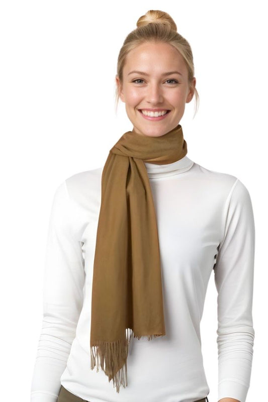 Fular dama uni 24, 180x70cm, bej inchis