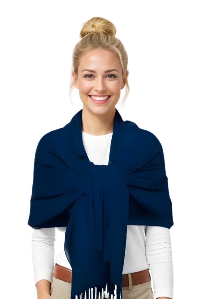 Esarfa tip sal din casmir, bleumarin