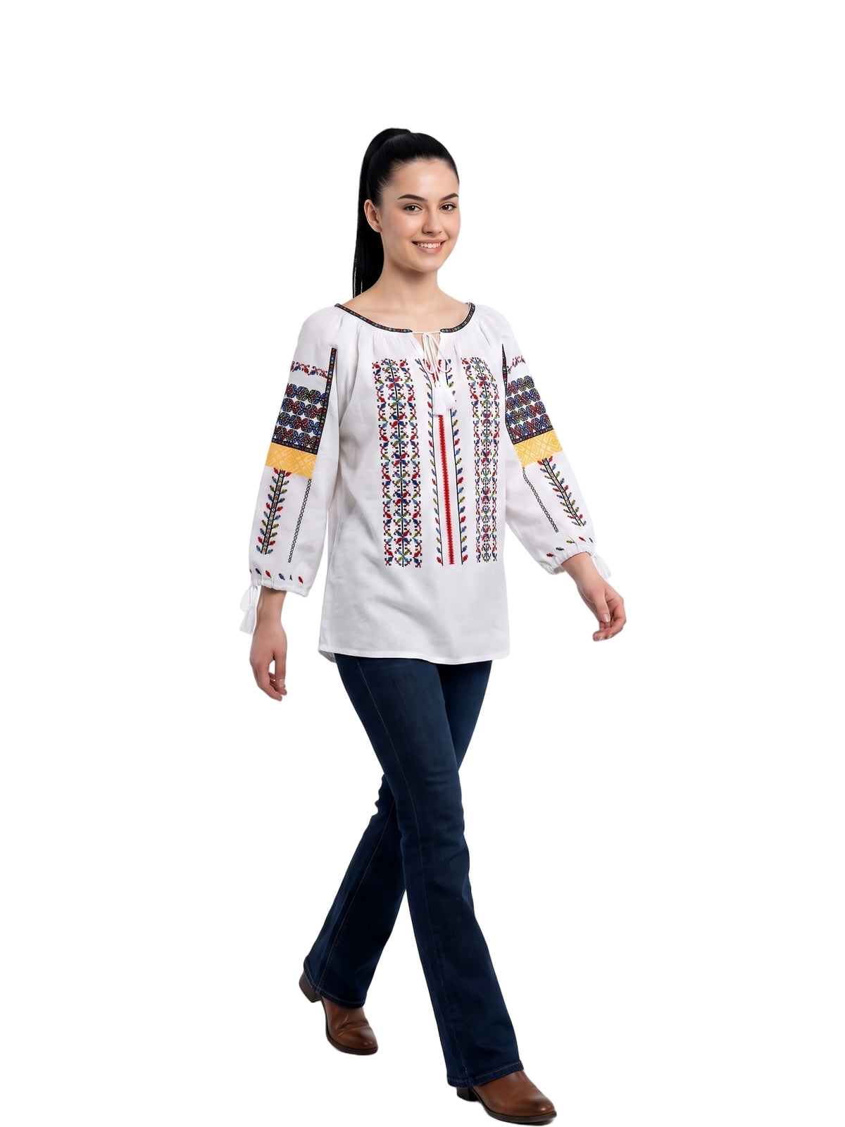 Bluza dama AU26 alb/galben