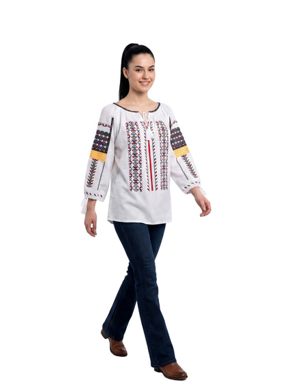 Bluza dama AU26 alb/galben