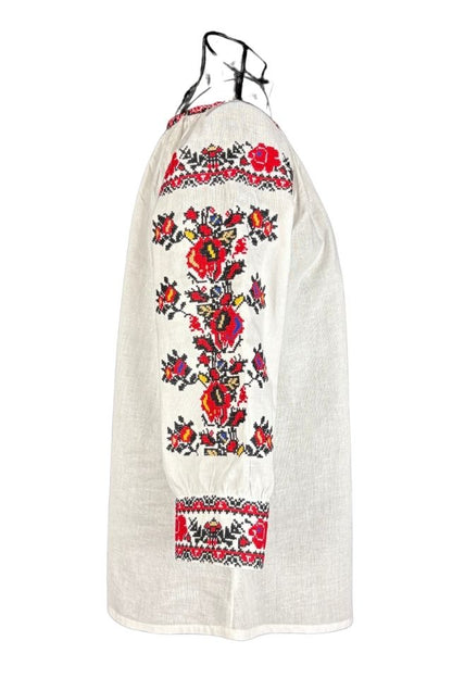 Bluza dama tip ie R256  alb optic/rosu bordo