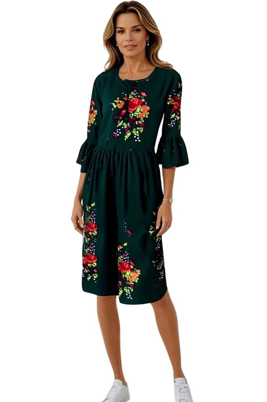 Rochie traditionala dama R, verde