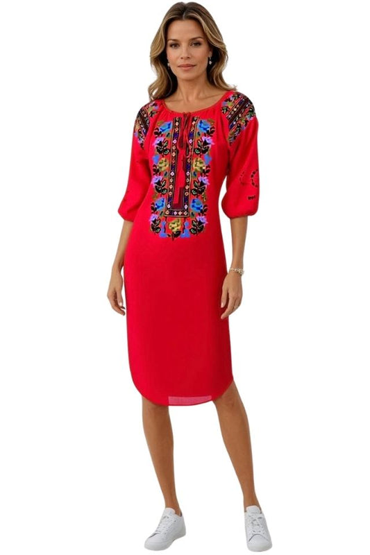 Rochie traditionala R24, rosu