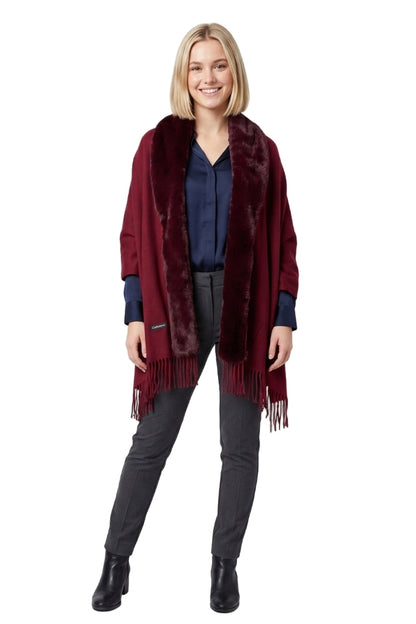 Fular dama tip poncho S rosu bordo