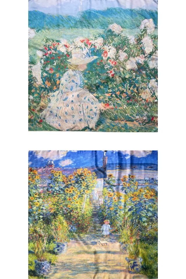 Esarfa patrata CO dama, Dacali, galben/albastru, 70x70 cm