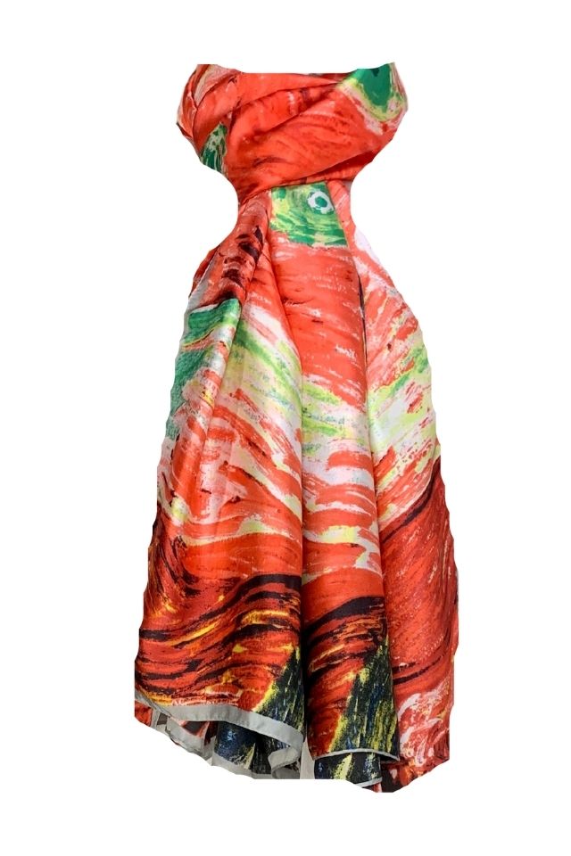 Esarfa tip sal pictata multicolor, Dacali, roz