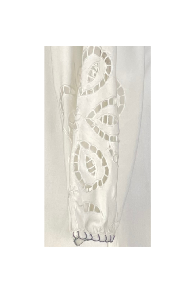 Rochie traditionala dama R24, alb/mov