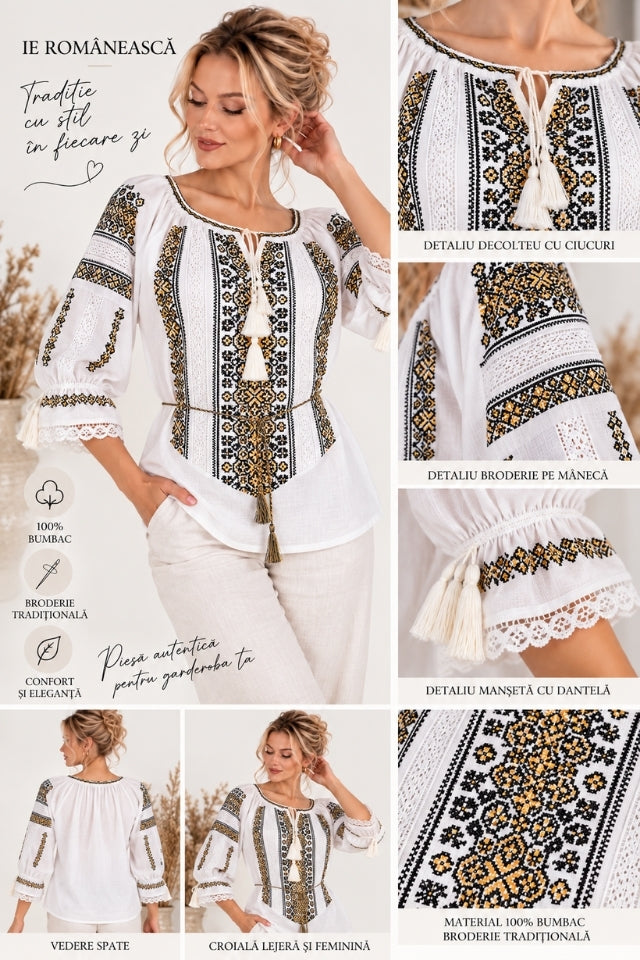 Bluza dama O26F alb/negru